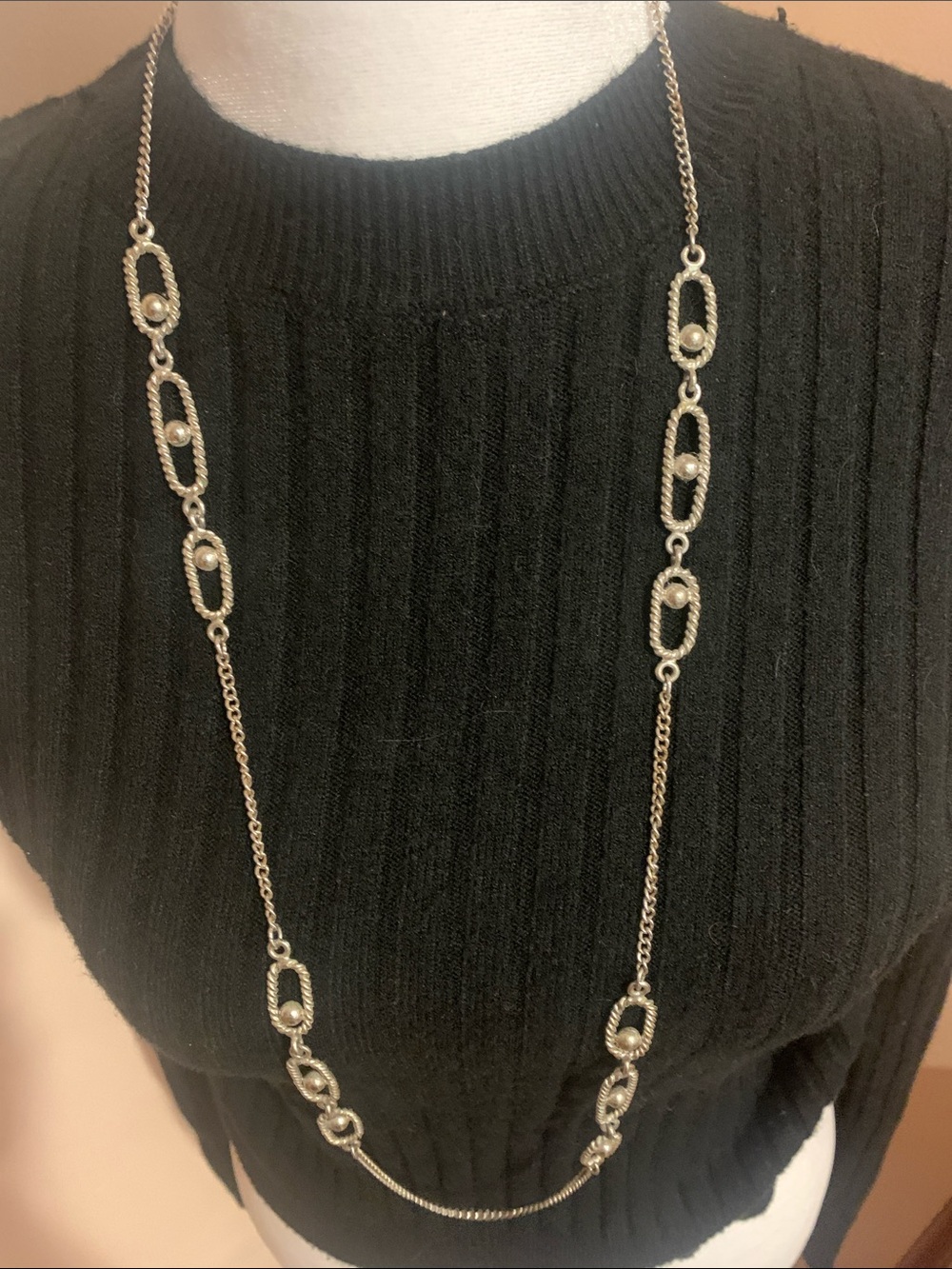 Trifari Silver-Tone Long Link Chain Necklace